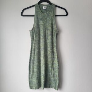 Sunday Best Heathered Green Ribbed Tank Midi Dress Medium